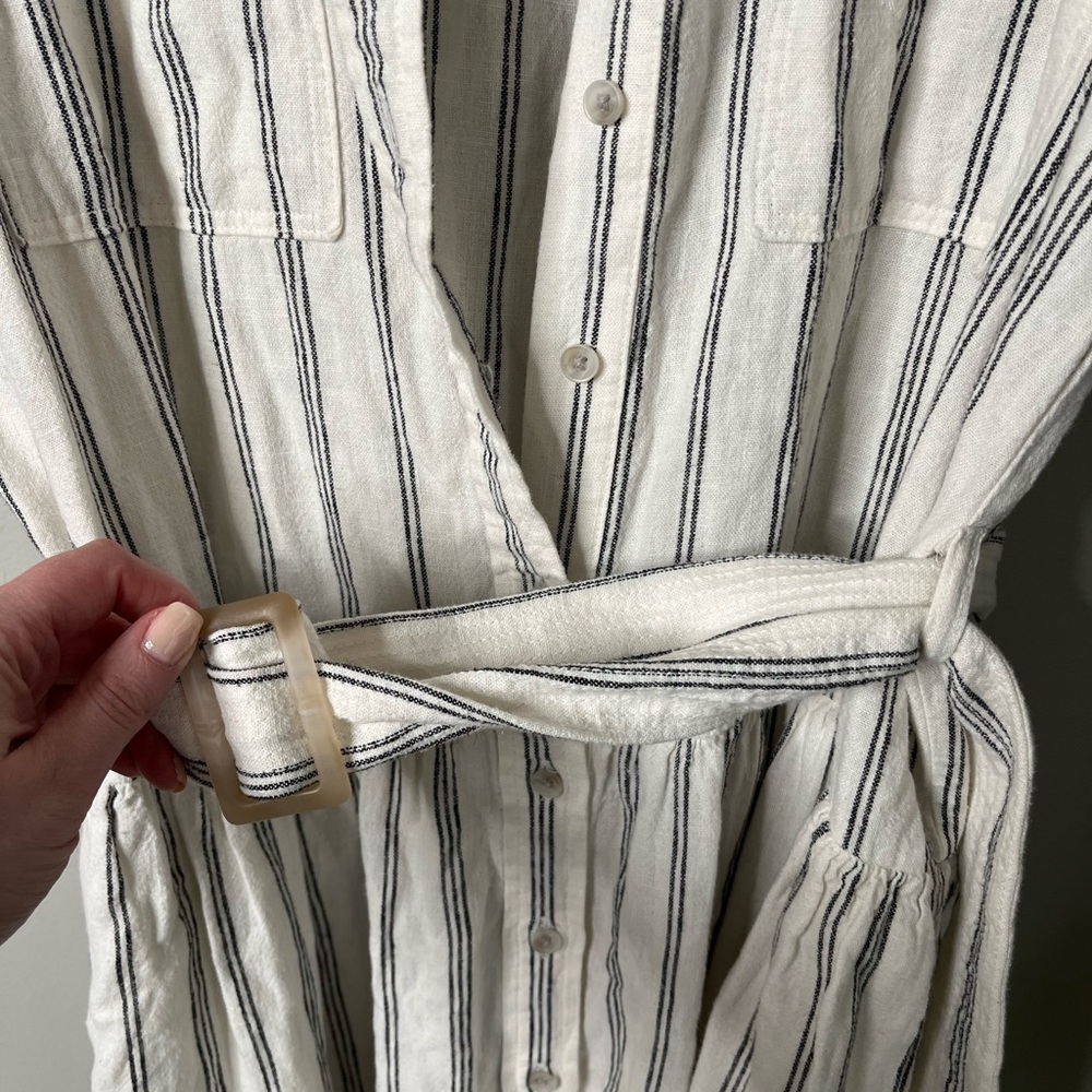 Universal thread Striped Button-Front drop waist … - image 2